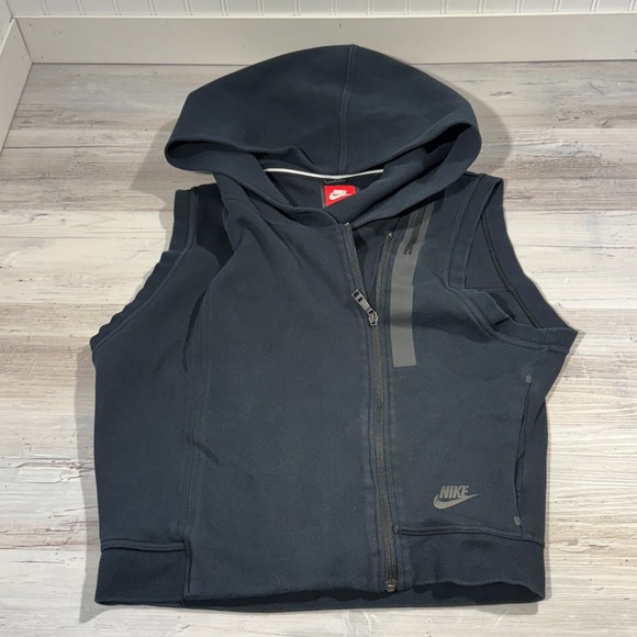 Nike Tech Fleece Hooded Vest Side Zip Size Large Full Zip Sleeveless Athletic‎ M - Picture 1 of 8